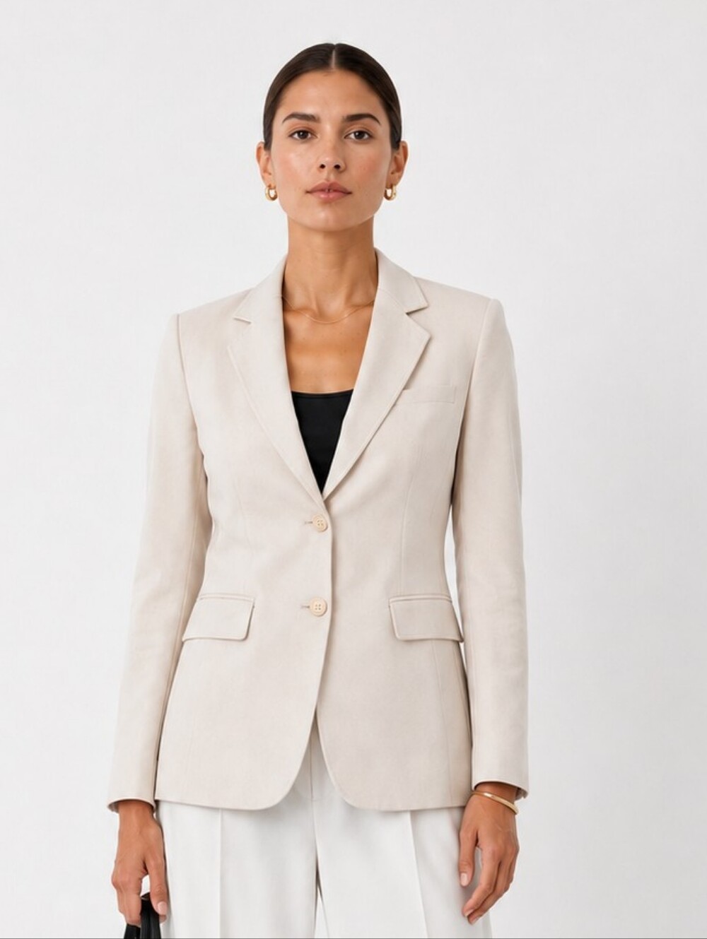 Sag Harbor | Cream Tailored Blazer | Size L | Quiet Luxury Career Wear